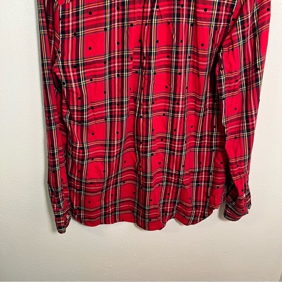 Talbots Cotton Button Front Shirt Mountain Dot Plaid M - Picture 7 of 9